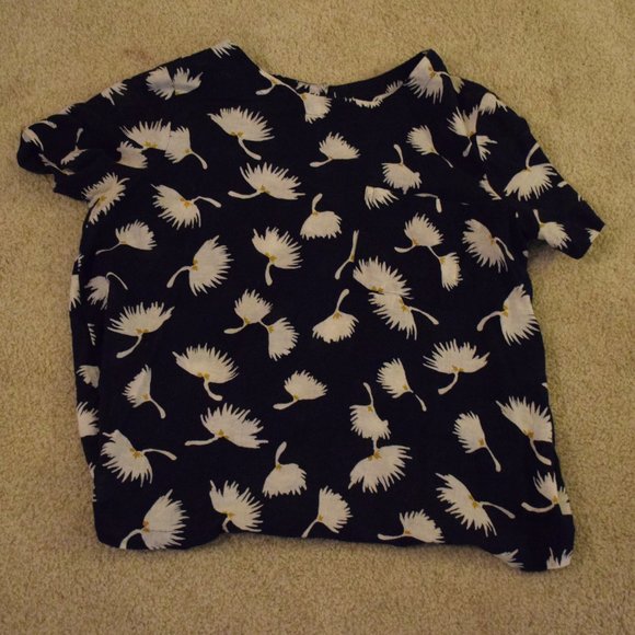 Navy Flowered Tee - Picture 1 of 3